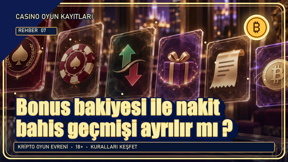 Bonus bakiyesi ile nakit bahis geçmişi ayrılır mı? için kripto temalı oyun kapağı